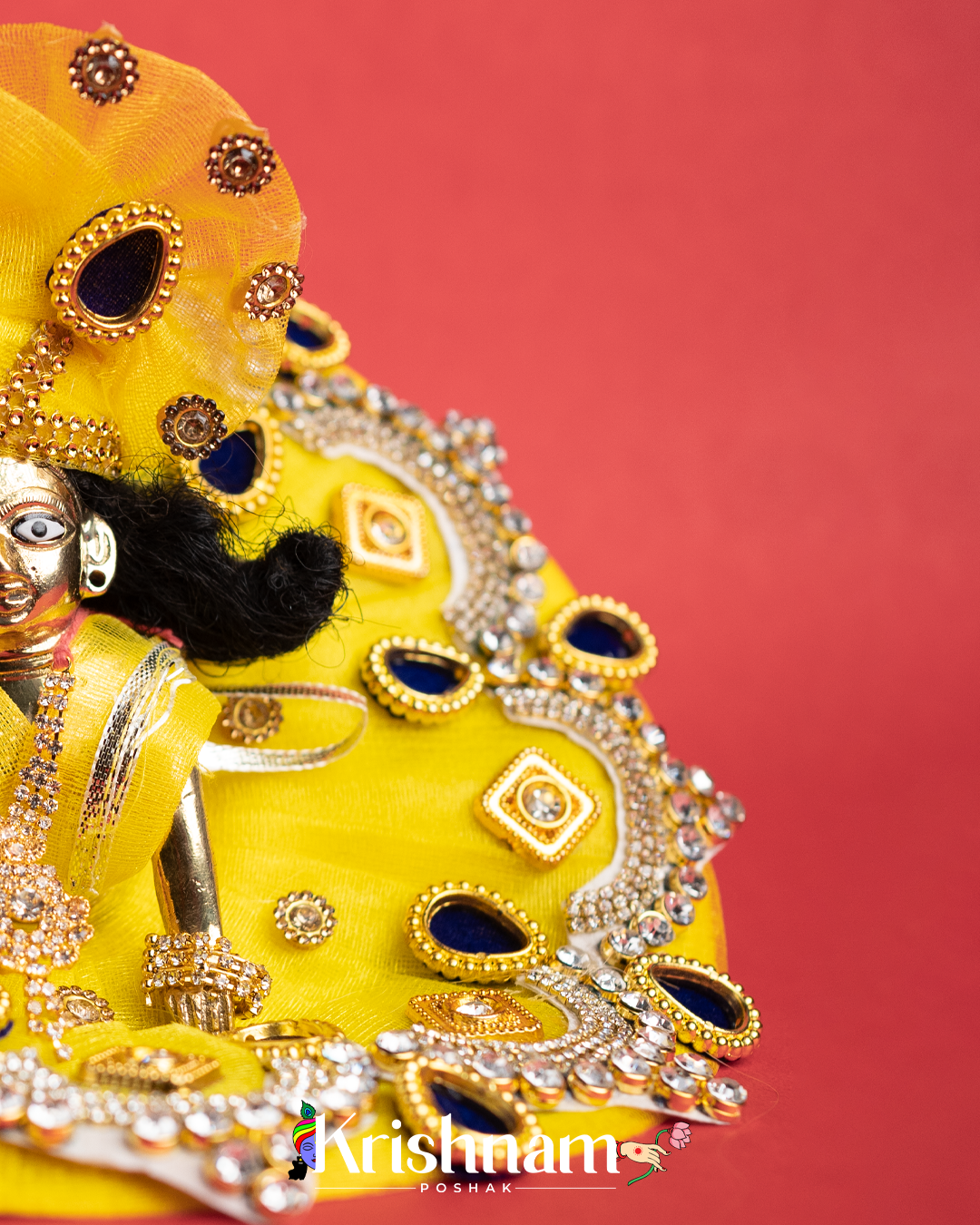 Yellow Net Laddu Gopal Dresses (Pagdi & Bansuri Included)