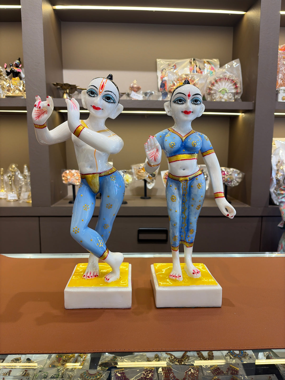 Dust Marbel Radha Krishna Idol With Tribhanga Posture (Colour may vary)