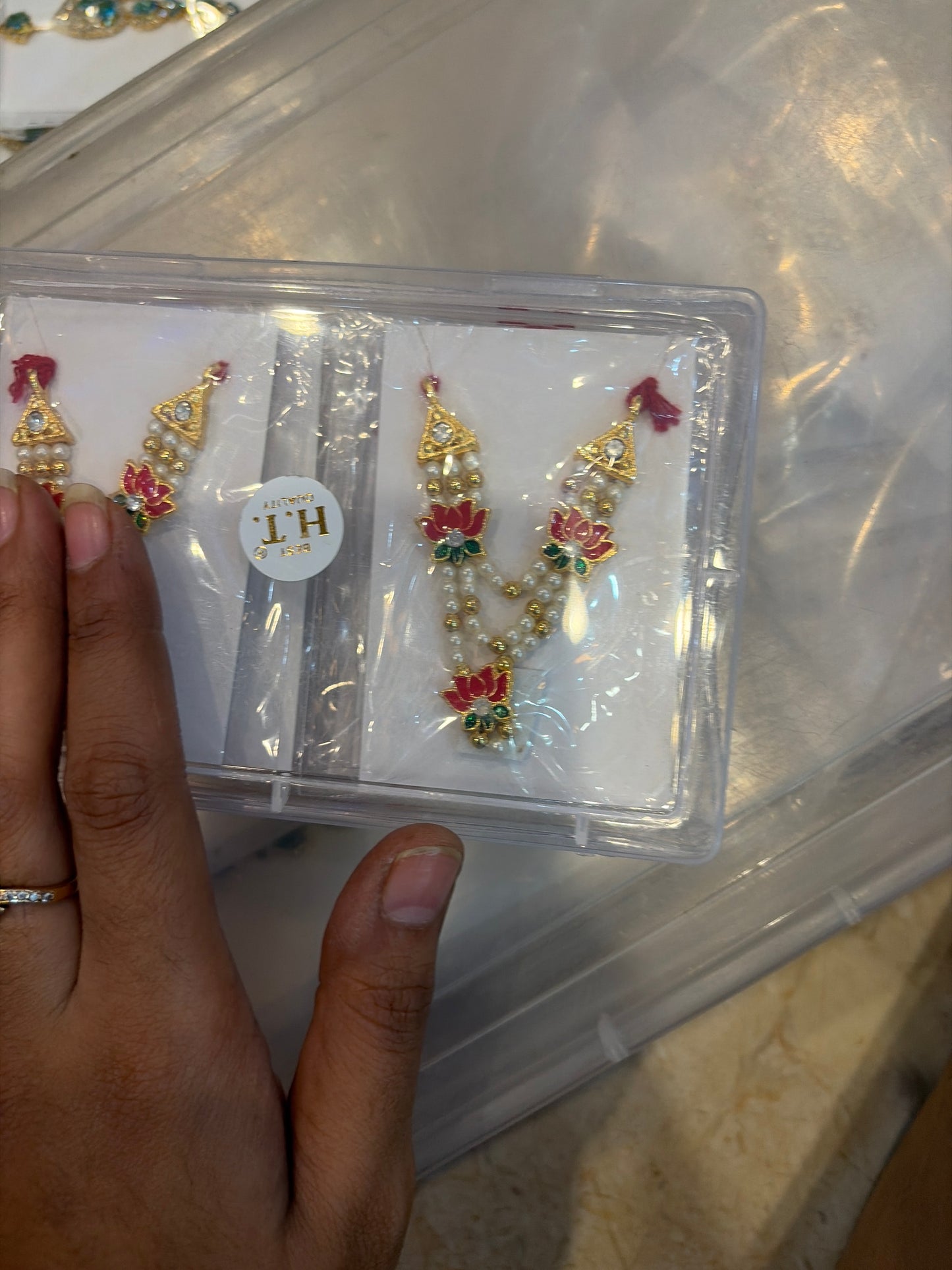 Lotus Moti Pattern Mala Jewellery For Shreenath Ji, Laddu Gopal & Shri Krishna, Radha
