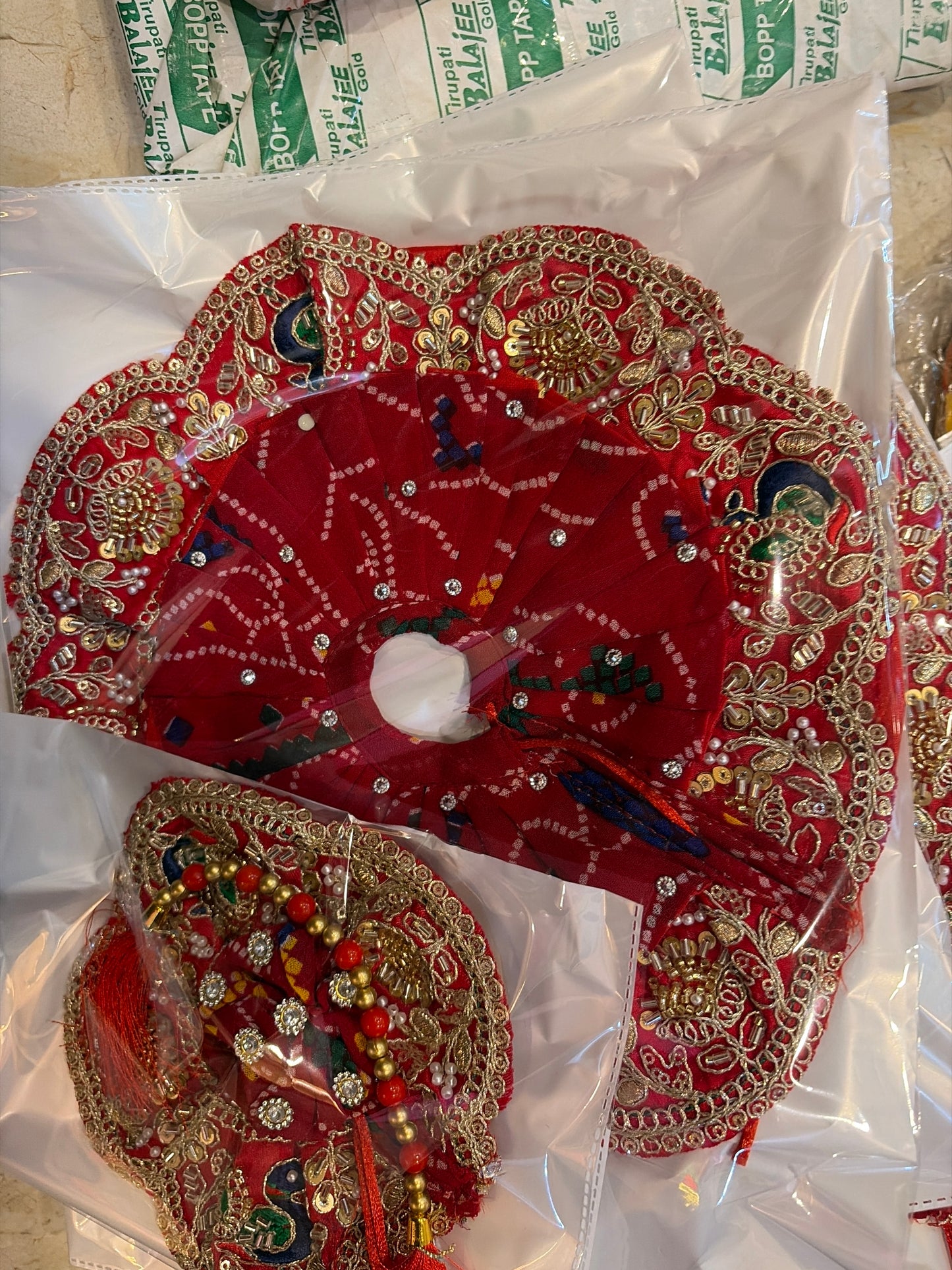Bandhej Heavy Lace Dress for Laddu Gopal