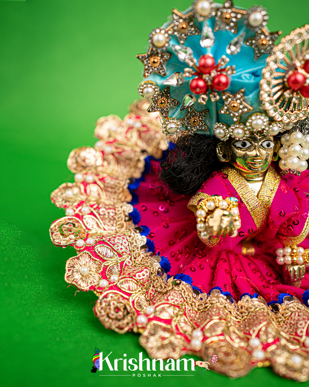 Pink Dress With Gotta Patti for Laddu Gopal (Pagdi Not Included)