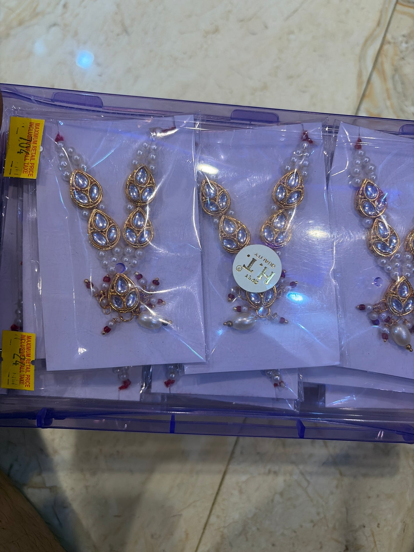 Triple Dimond with White Perl Mala Jewellery For  Shreenath Ji, Laddu Gopal & Shri Krishna, Radha