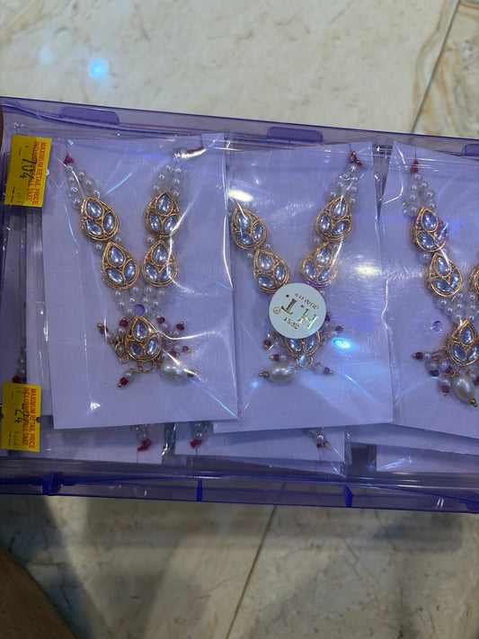 Triple Dimond with White Perl Mala Jewellery For  Shreenath Ji, Laddu Gopal & Shri Krishna, Radha