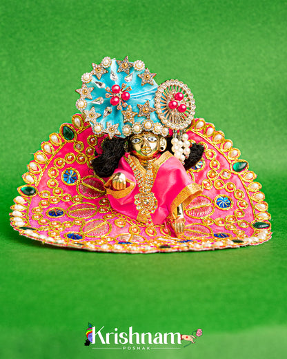 Pink Dress With Golden Work  For Laddu Gopal (Without Pagdi )
