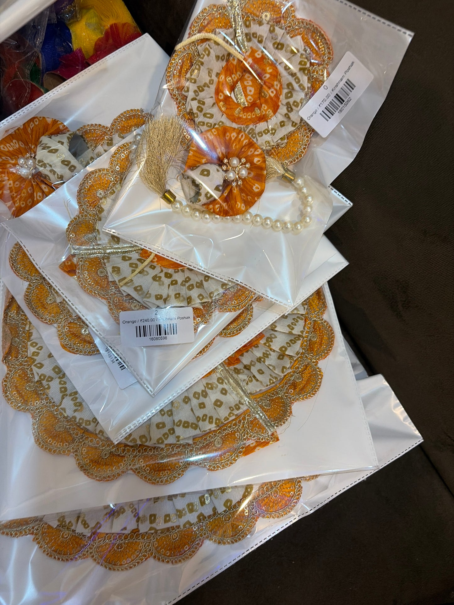 Bandhej Double Frill Dress For Laddu Gopal (With Pagdi & Patka )