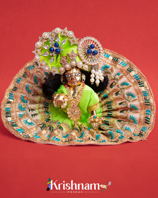 Velvet Green Dress with Gota Border Laddu Gopal (Pagdi Not Included)