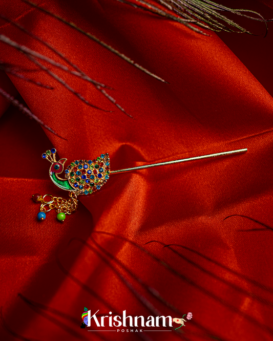 Kundan Peacock Bansuri for Shri Krishna & Laddu Gopal Ji (Size 3to6)