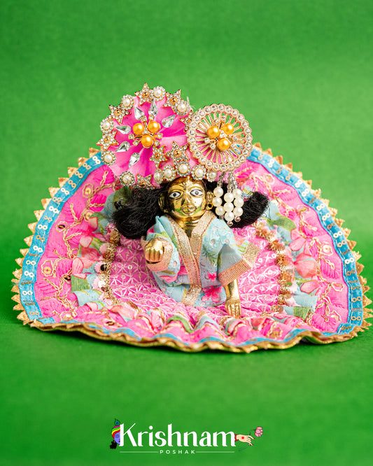 Cotton Baby Pink Dress For Laddu Gopal (Without Pagdi )
