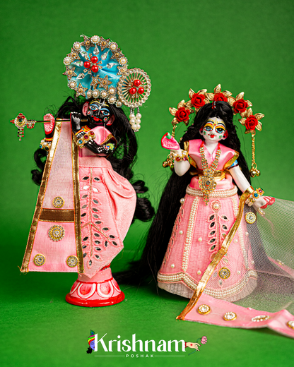 "Exquisite Handmade Baby Pink Radha Krishna Dresses - Crafted with Love in Kolkata" (Dress Only) (Pagdi Not Included)