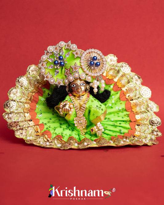 Green Dress With Gotta for Laddu Gopal (Pagdi Not Included)