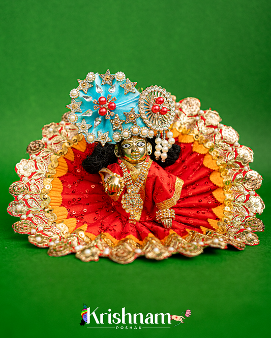 Red Dress With Gotta for Laddu Gopal (Pagdi Not Included)