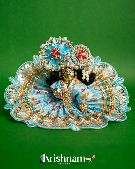 Blue Kota Doria Dress for Laddu Gopal Poshak (Pagdi Not Included)