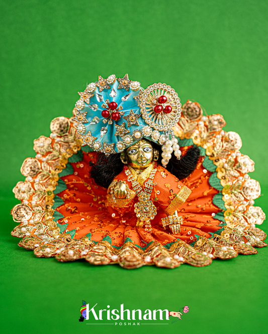 Orange Dress With Gotta Patti for Laddu Gopal (Pagdi Not Included)