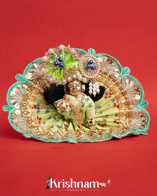 Green Kota Doria Dress for Laddu Gopal (Pagdi Not Included)