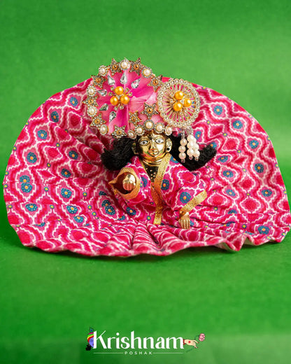 Printed  Cotton Pink  Dress For Laddu Gopal (Without Pagdi ) - Krishnam Poshak