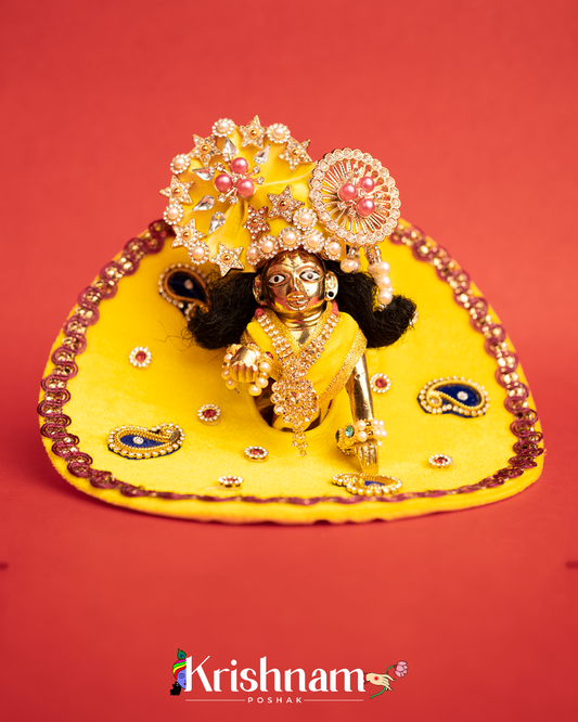 Yellow Soft Velvet Heavy Dress for Laddu Gopal (Pagdi Not Included)