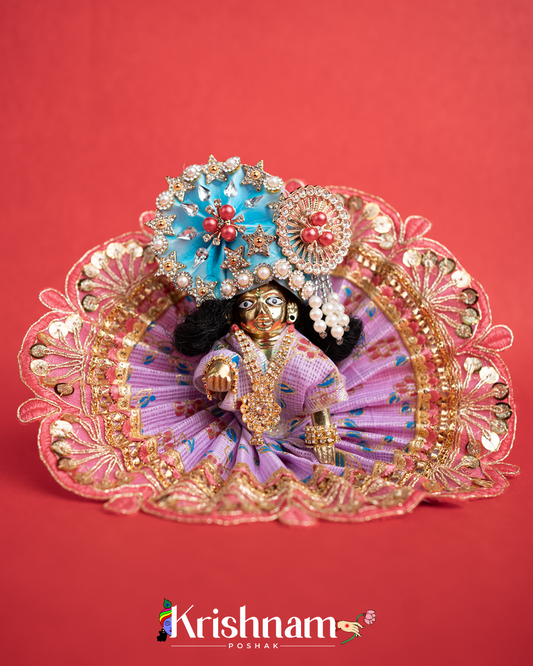 Purple Kota Doria Dress for Laddu Gopal (Pagdi Not Included)