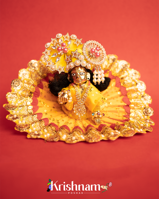 Yellow Dress With Gotta for Laddu Gopal (Pagdi Not Included)
