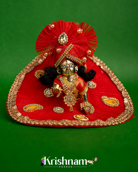 Red Net Dress for Laddu Gopal (Pagdi Included)