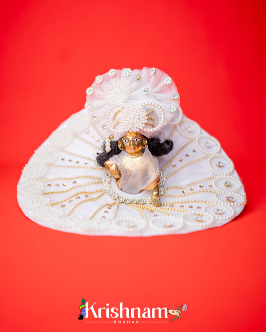 White Heavy dress for laddu gopal ji Krishnam Poshak