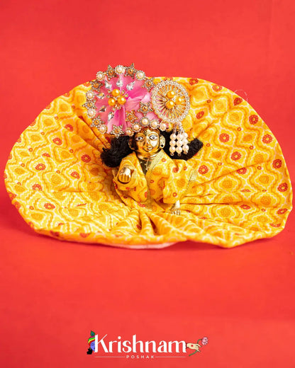 Printed  Cotton Yellow Dress For Laddu Gopal (Without Pagdi ) - Krishnam Poshak