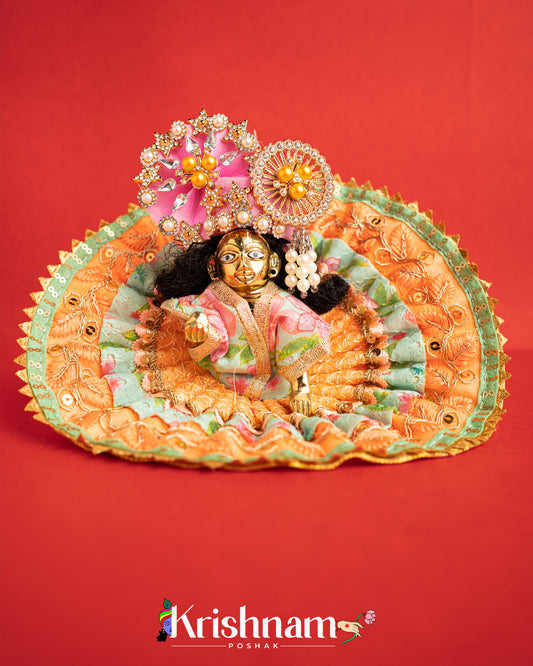 Cotton Orange Dress For Laddu Gopal (Without Pagdi )