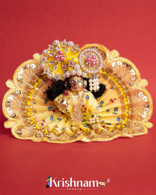 Yellow Kota Doria Dress for Laddu Gopal (Pagdi Not Included)
