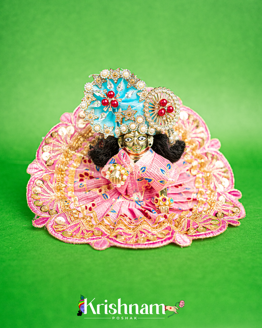 Baby Pink Kota Doria Dress for Laddu Gopal (Pagdi Not Included)