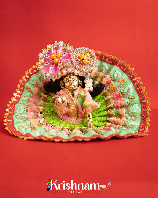 Cotton Green Dress For Laddu Gopal (Without Pagdi )