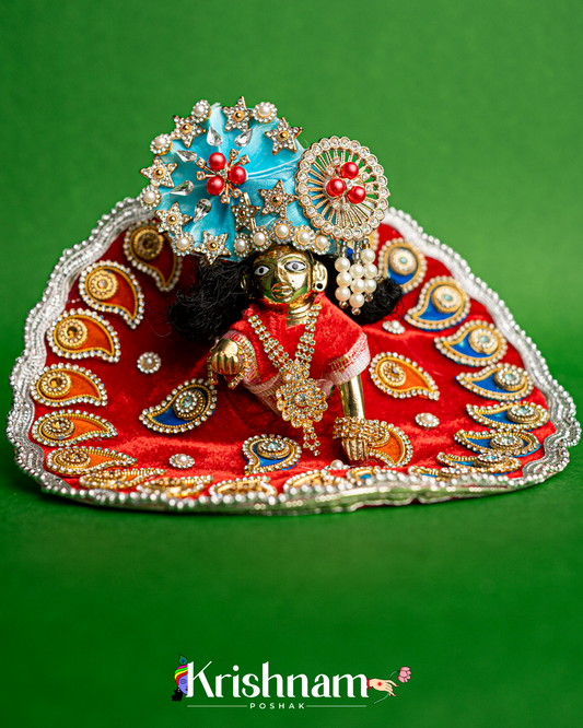 Red Soft Velvet Heavy Dress for Laddu Gopal (Patka Included & Pagdi Not Included)