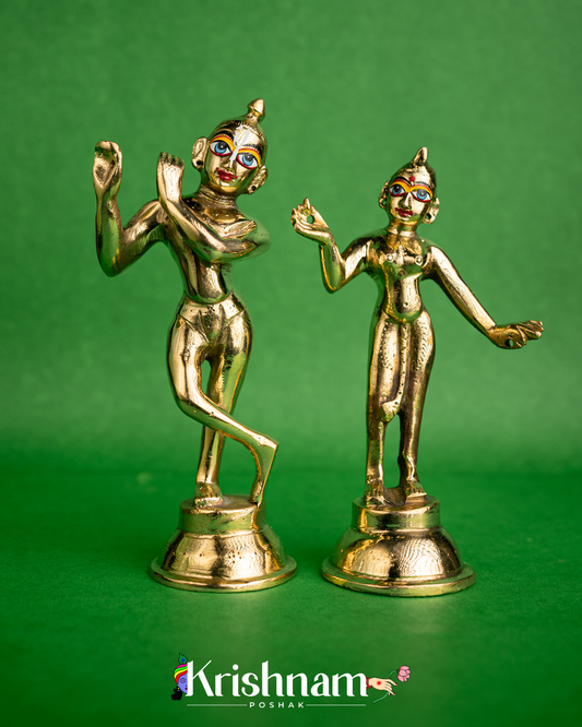 Brass Radha Krishna Idol With Tribhanga Posture (7 Inch) (4No)