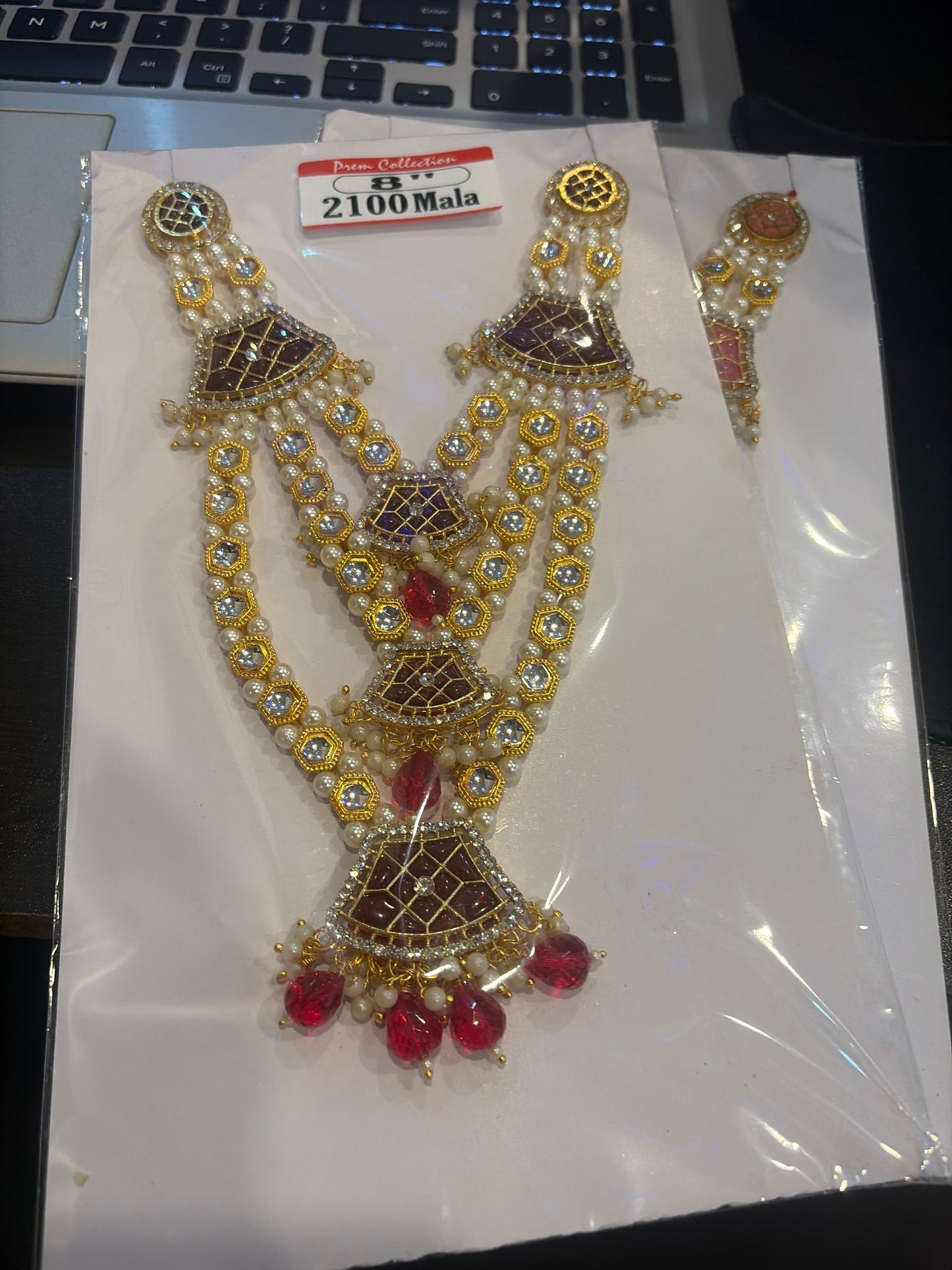 Multi AD Line Pattern Mala Jewellery For  Shreenath Ji, Laddu Gopal & Shri Krishna, Radha (8 Inch length)