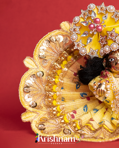 Yellow Kota Doria Dress for Laddu Gopal (Pagdi Not Included)