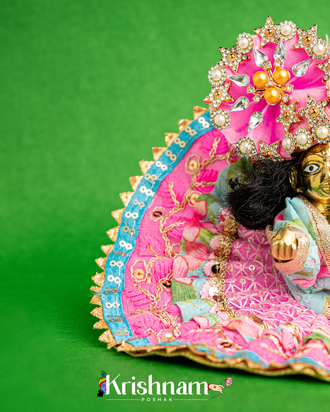 Cotton Baby Pink Dress For Laddu Gopal (Without Pagdi )