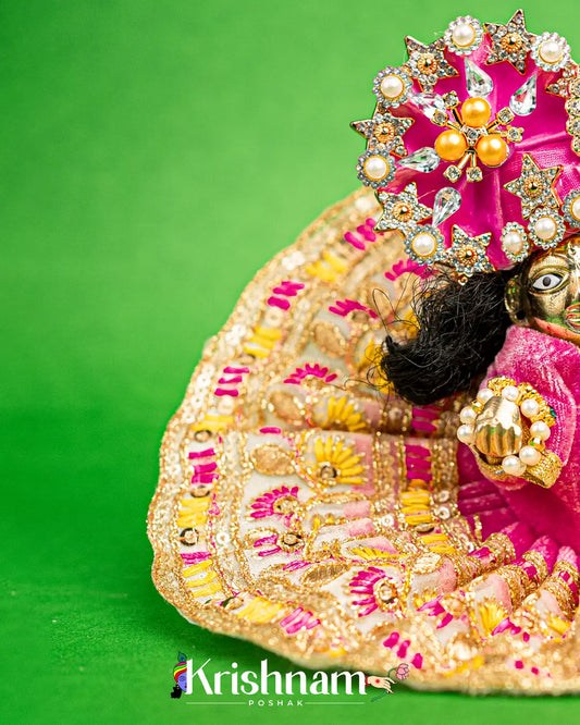 Velvet Pink Dress for Laddu Gopal (Pagdi Not Included) Krishnam Poshak