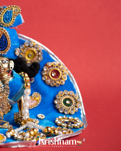 Blue Soft Velvet Heavy Laddu Gopal Dress (Pagdi & Patka Included)