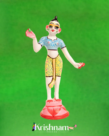 Brass Radha Krishna Idol With Tribhanga Posture (9 Inch) (5No) Krishnam Poshak