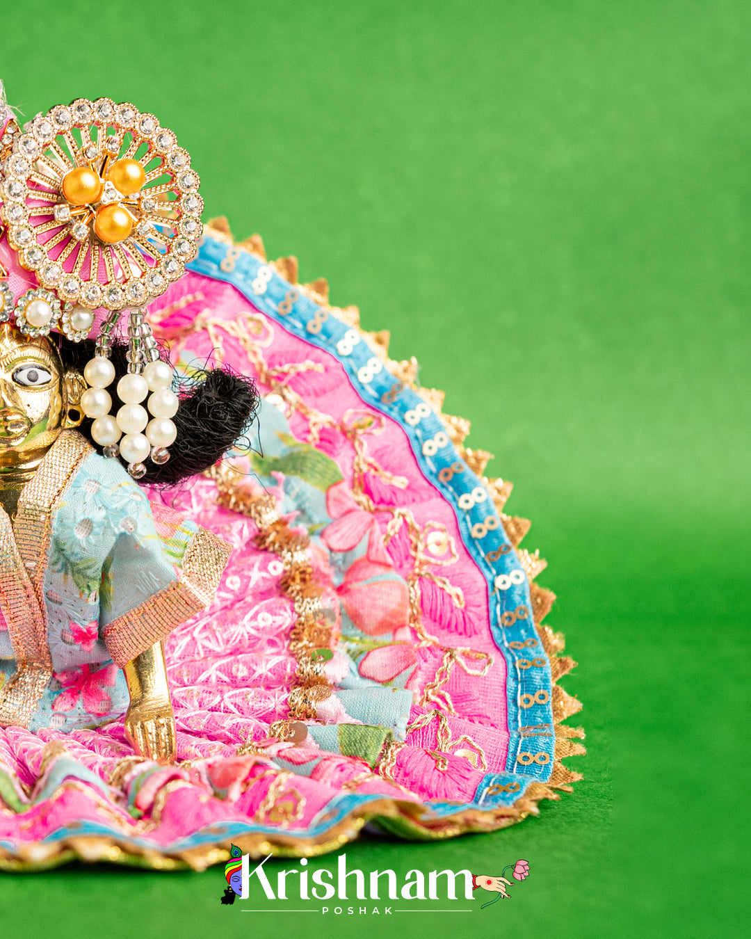 Cotton Baby Pink Dress For Laddu Gopal (Without Pagdi )