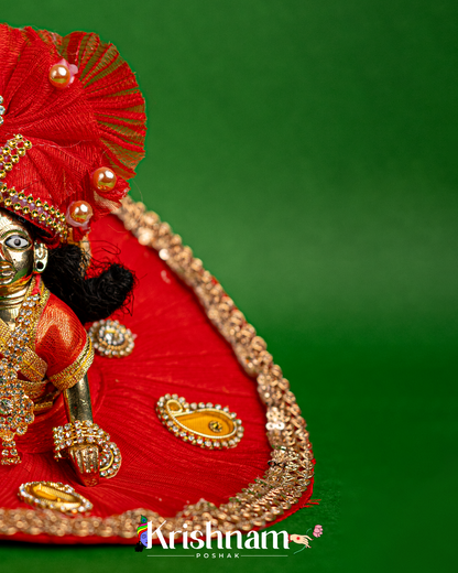 Red Net Dress for Laddu Gopal (Pagdi Included)