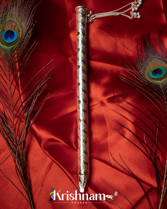 Elegant Holy Silver Handmade Lord Krishna flute, Laddu Gopala Flute (71 Grams Approx.)