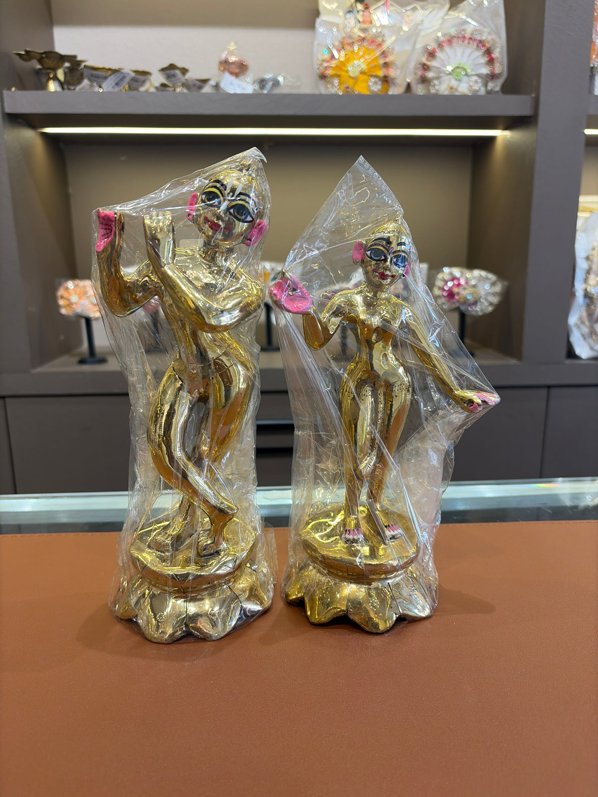 Brass Radha Krishna Idol Ashtdhatu With Tribhanga Posture