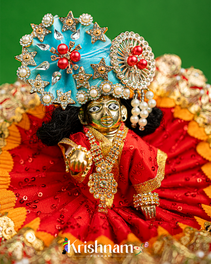 Red Dress With Gotta for Laddu Gopal (Pagdi Not Included)