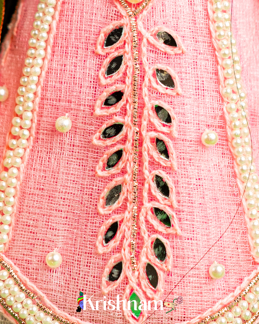"Exquisite Handmade Baby Pink Radha Krishna Dresses - Crafted with Love in Kolkata" (Dress Only) (Pagdi Not Included)