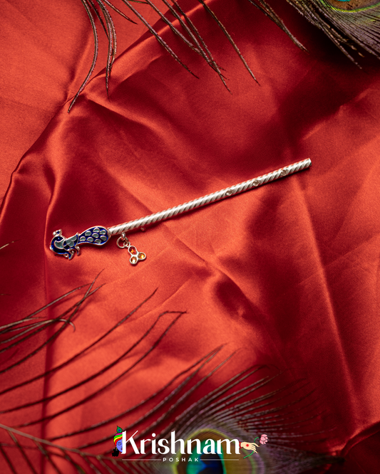 Elegant Holy Silver Handmade Lord Krishna flute, Laddu Gopala Flute (15.5 Grams Approx.)