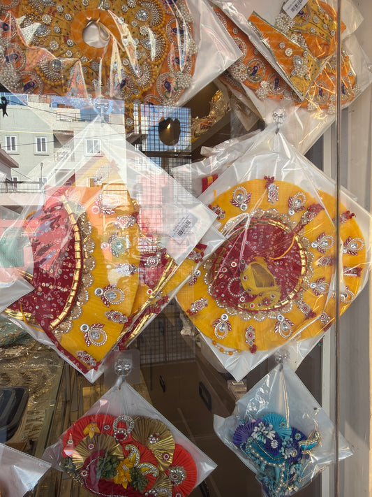 Yellow Bandhej Heavy Dress Laddu Gopal Dresses & Radha Krishna (Pagdi Included)