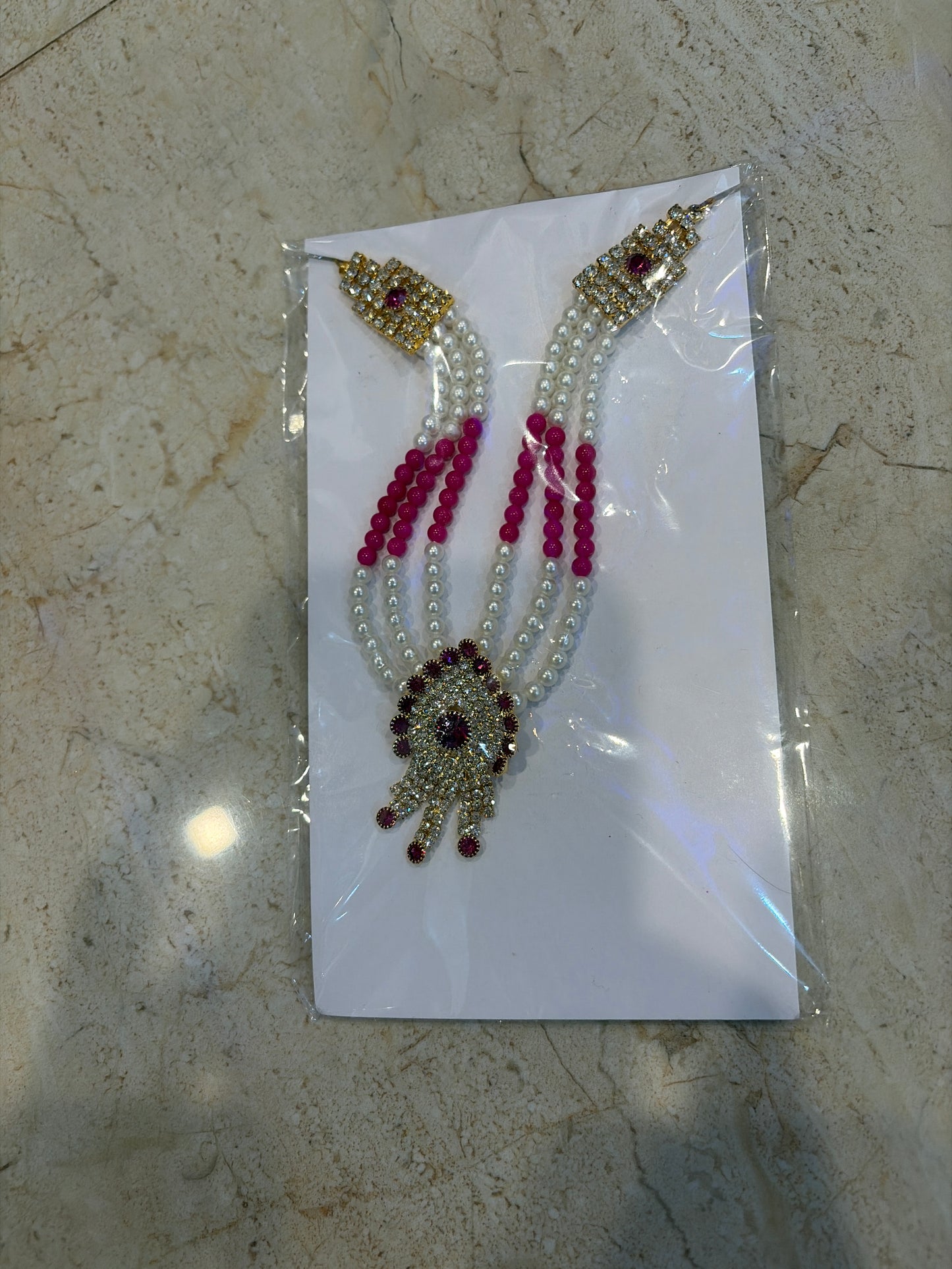 Big Pendent With Moti Stip AD Stone Heavy Jewellery For  Shreenath Ji, Laddu Gopal & Shri Krishna, Radha
