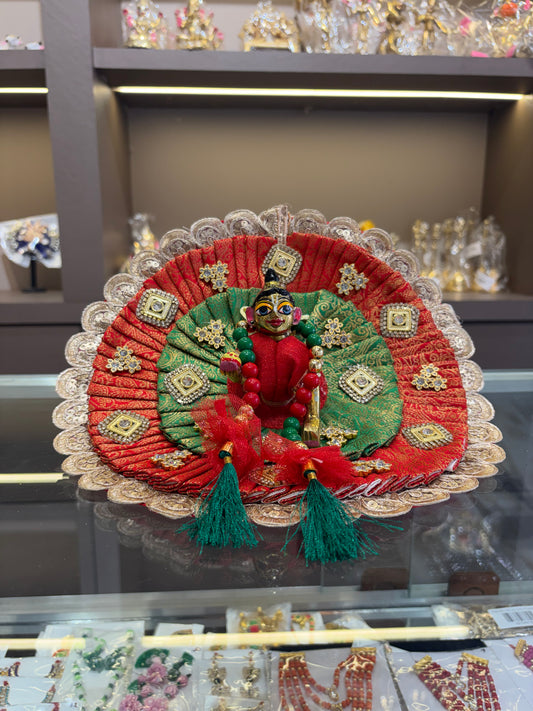 Red Green Frill Heavy Dress Laddu Gopal Dresses, Kahtushyam ji & Mata Rani (Pagdi Not Included)