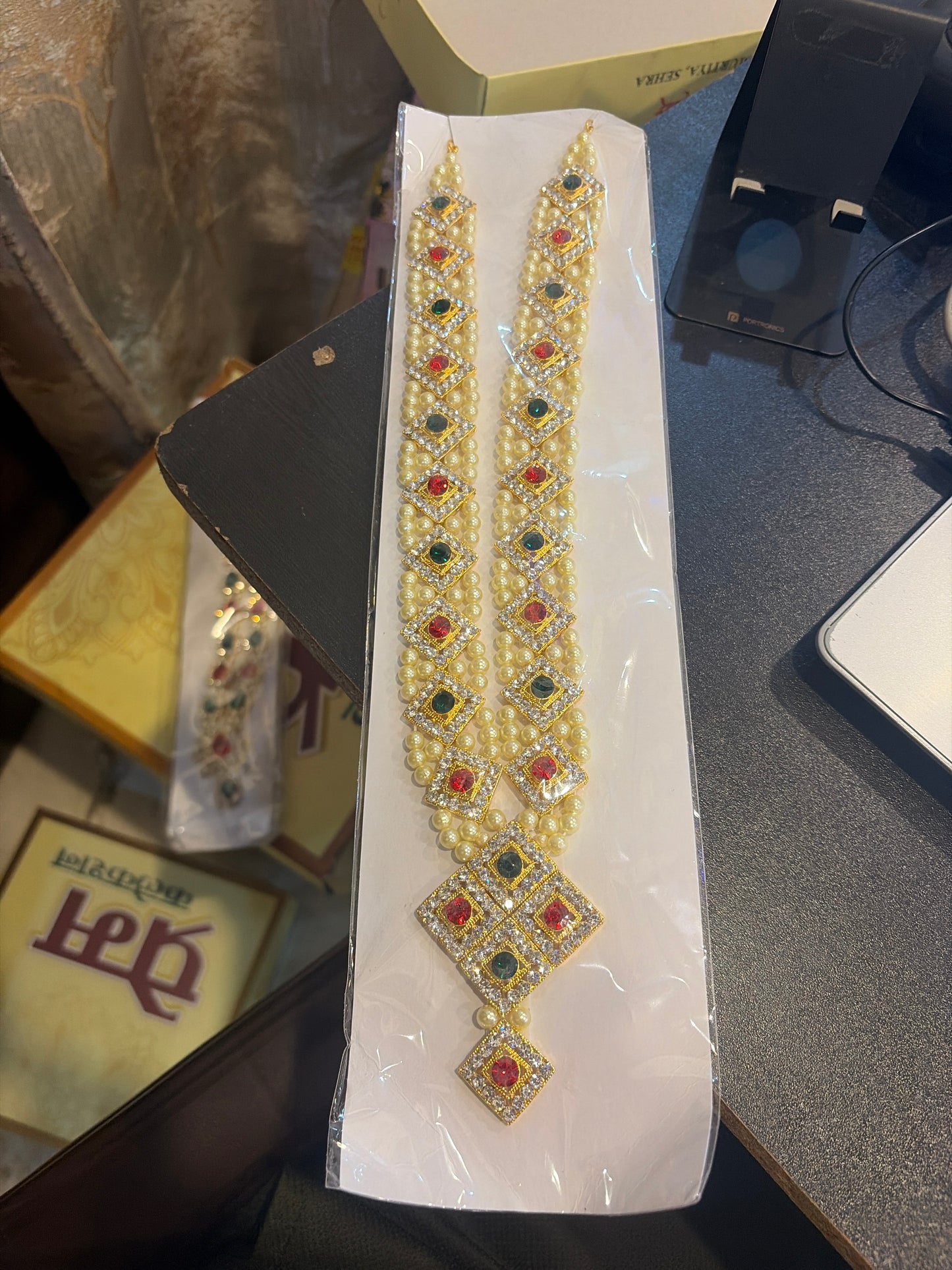 Moti Strip AD Stone Heavy Jewellery (12 Inch Mala length)