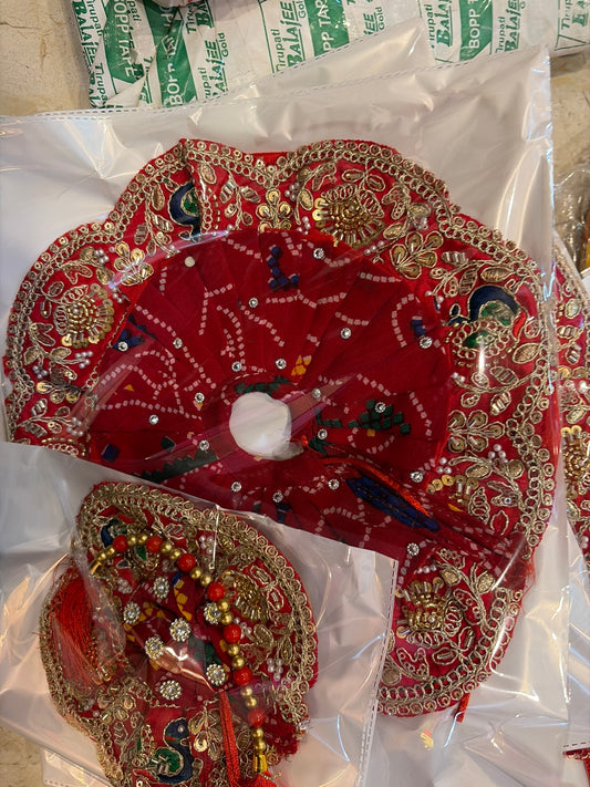 Bandhej Heavy Lace Dress for Laddu Gopal