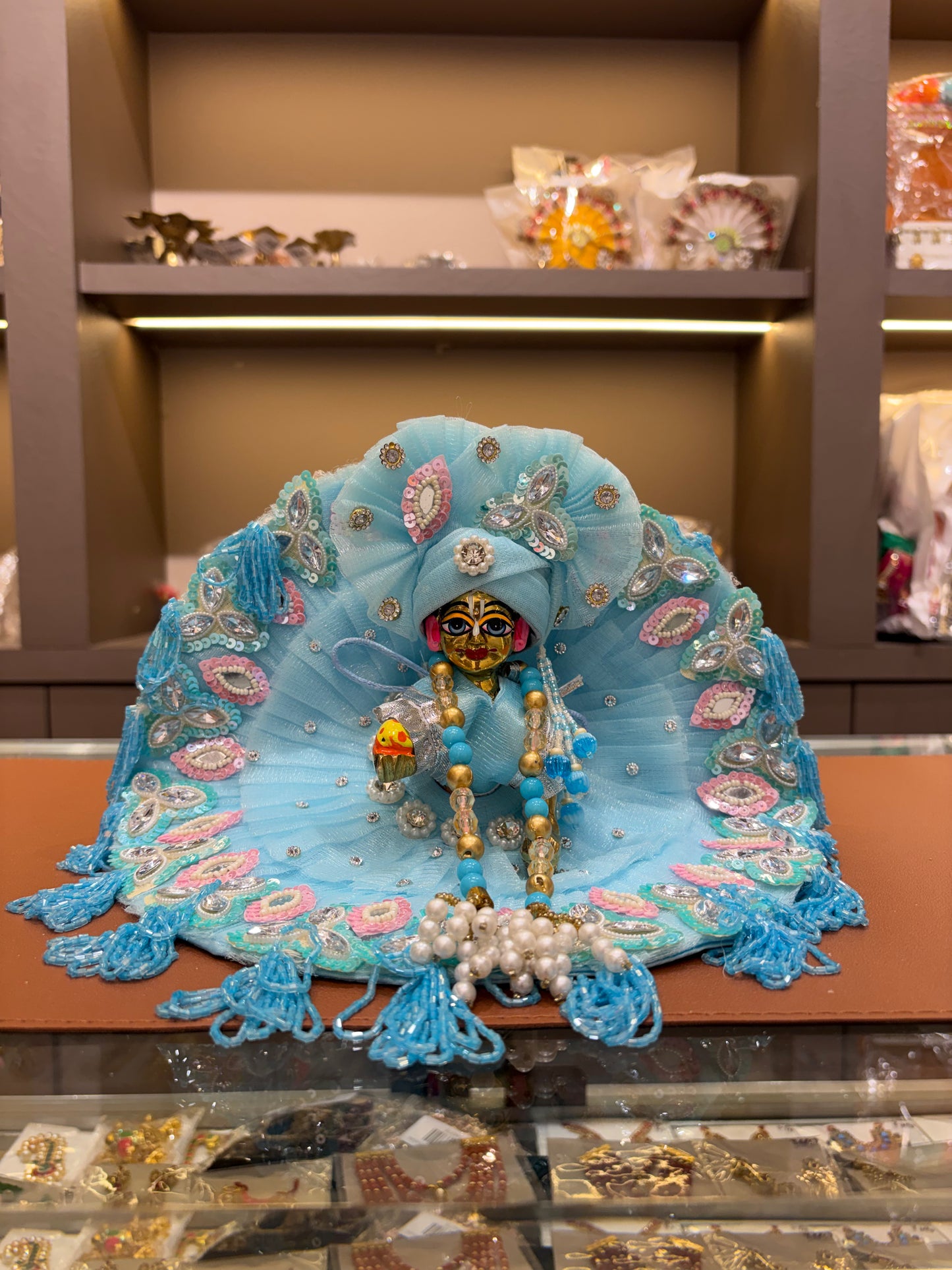 Blue Heavy Dress Laddu Gopal Dresses & Radha Krishna (Pagdi Included in Laddu Gopal Only)